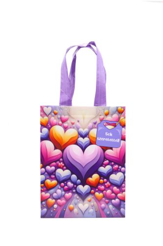Szivek  kicsi - ajándék táska 26*20 cm